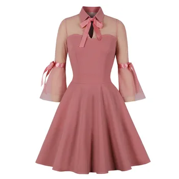 Женское платье для вечеринки в честь Хэллоуина, однотонное облегающее платье в стиле Ретро с длинным рукавом, платье гренадинового цвета, готическое платье Lolita Y2k Mini Vintage Party
