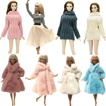Кукольное пальто NK Mix, высококачественная одежда, модное платье ручной работы, одежда для выращивания, Фланелевое пальто для Барби, Аксессуары, Кукольный подарок, Игрушка JJ