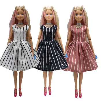 Новое платье в полоску 30 см 1/6, 3 цвета, аксессуары для куклы, одежда для куклы Барби