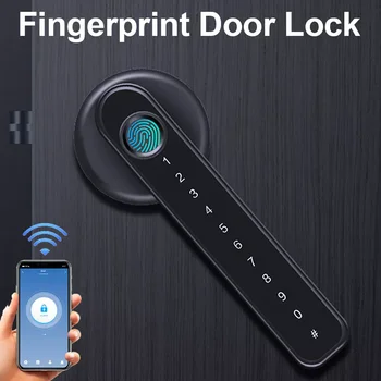 НОВЫЙ дверной замок с отпечатками пальцев, биометрическая ручка с паролем, блокировка с помощью приложения, разблокировка электронного замка без ключа