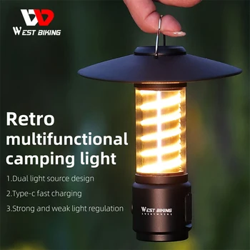 Портативный походный фонарь, наружный светодиодный фонарик, зарядка через USB, 4 режима освещения, Походные фонари, Подвесная лампа для палатки, Аварийная лампа