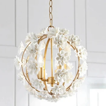 Ретро Винтажный стиль Royal Empire Ball, Большой светодиодный белый цветок, современная люстра, светильники для гостиной, спальни, холла